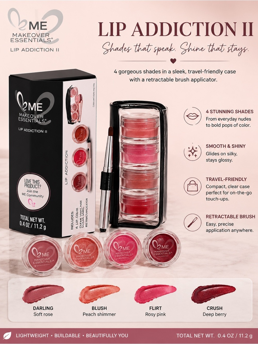 ME Makeover Essentials Lip Addiction II Lipstick Set - Black and White Packaging